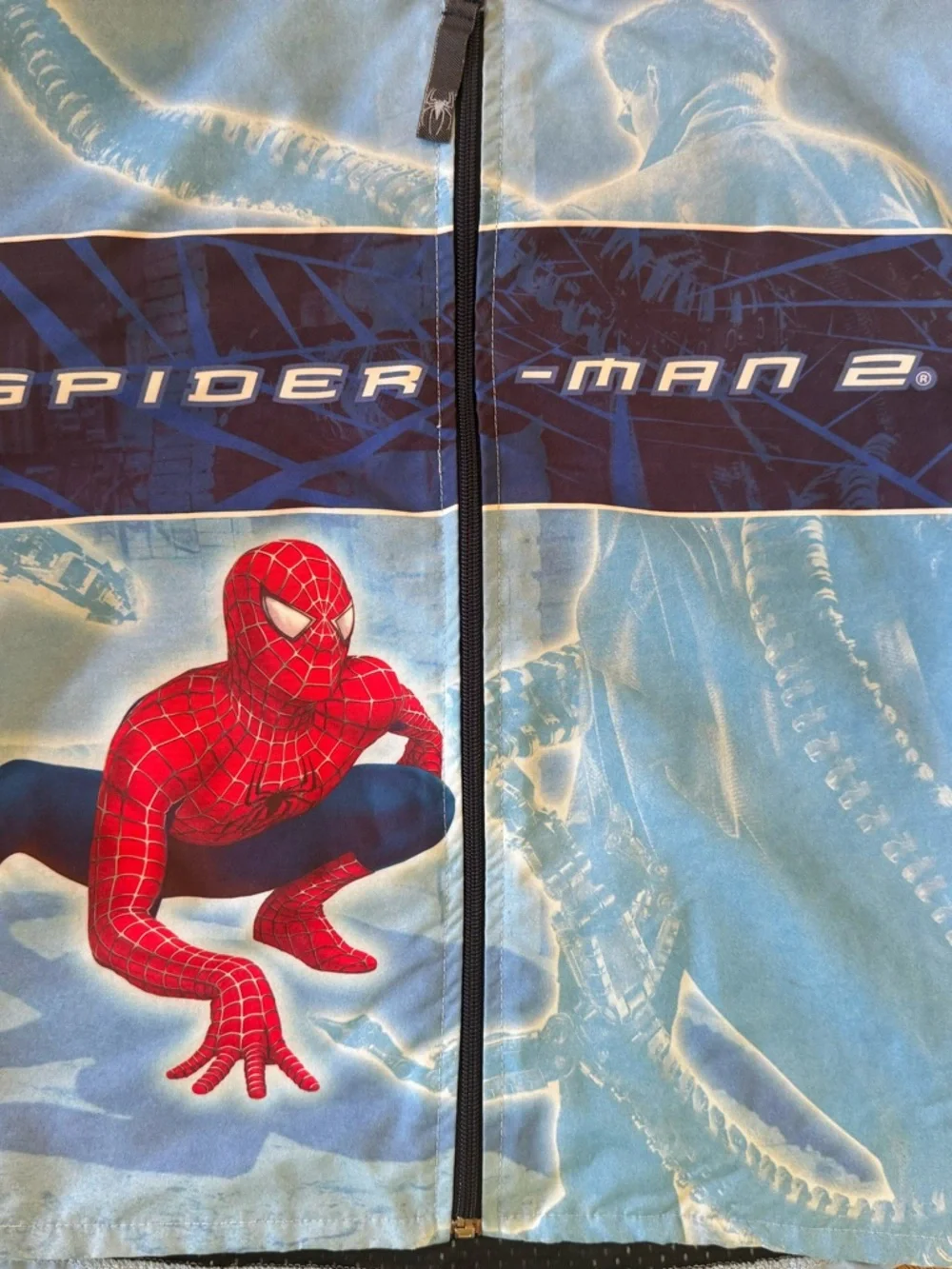 VINTAGE Spider-Man 2 Light Blue Kids Hoodie Jacket - Picture 4 of 7